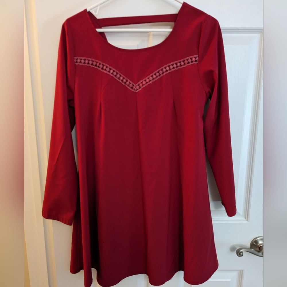 Red dress, good for fall and winter